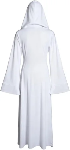 Vista 5 de Disfraz de bata de fantasía para mujer, vestido largo con capucha y cinturón