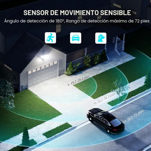 Vista 5 de Abovizo Luces de seguridad LED de 85 W con sensor de movimiento para exteriores, 8500 lm de atardecer al amanecer, IP65 impermeable, 6500 K, luz