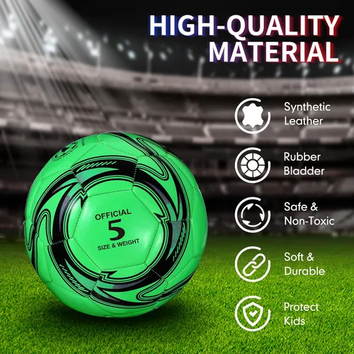 Vista 4 de HyDren 2 pelotas de fútbol con inflador, tamaño oficial, para entrenamiento de juegos, interior y exterior, regalo deportivo para niños, jóvenes