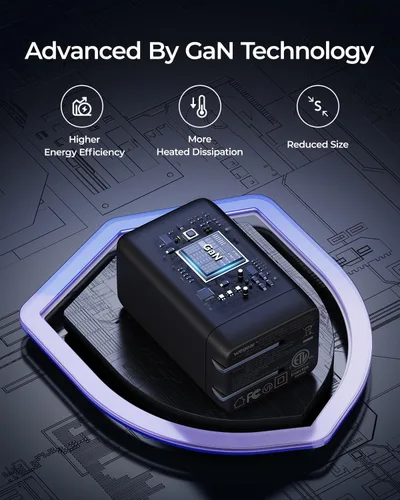 Vista 4 de wegear Cargador USB C de 67W, Bloque de Carga Rápida GaN de 3 Puertos con Enchufe Plegable, Compatible con MacBook Pro/Air, iPad Pro, iPhone