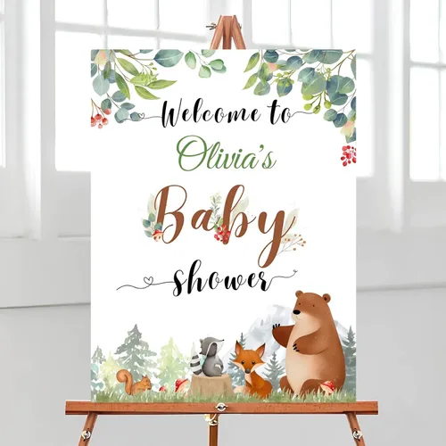 Vista 18 de Letrero de bienvenida para baby shower, tema oscuro, varios tamaños