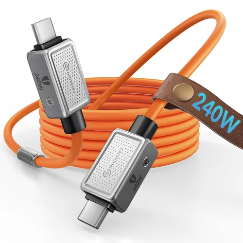 Vista 8 de PHIXERO Cable USB C a USB C de 240 W, aleación de zinc, 20 Gbps, 1.6 pies, negro