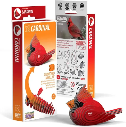 Vista 2 de EUGY 068 Cardinal - Rompecabezas de papel 3D ecológico [nuevo sello]