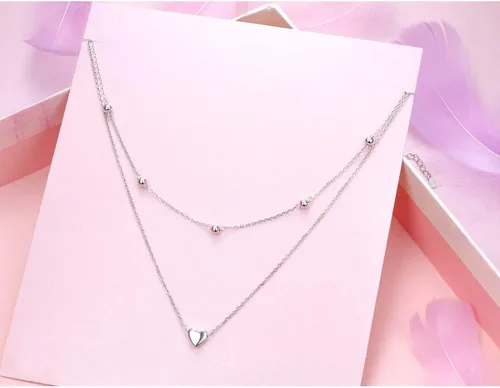 Vista 3 de DAOSHANG Collares en capas para mujer de plata de ley S925, collar lindo de doble capa de corazóncírculopata de perro, estrellalunaestrella