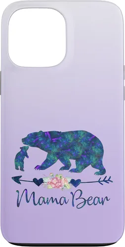 Vista 24 de Teal Blue Purple Floral Mama Bear and One Cub Silver Purple Case for iPhone 17
