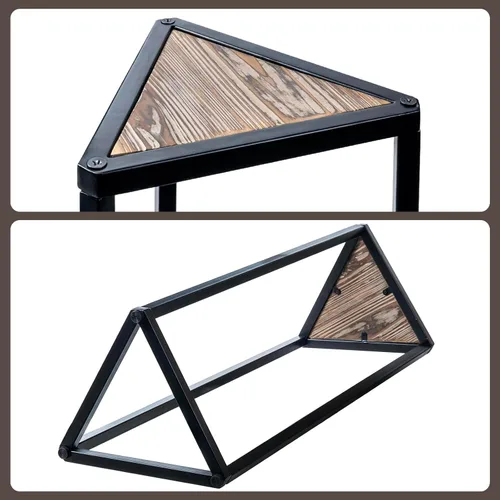 Vista 7 de MyGift Soporte para plantas de 36 pulgadas de alto para interiores, soporte de esquina triangular moderno, de madera soplada grande y marco de metal