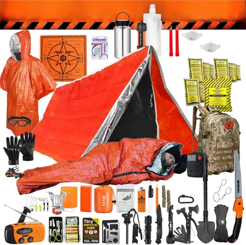 Vista 10 de Kit de supervivencia de 48 horas – 228 piezas de equipo de supervivencia y suministros, mochila de emergencia de 45 L, primeros auxilios, filtro