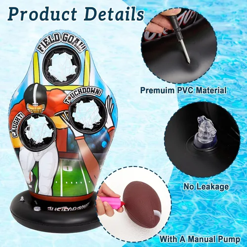Vista 3 de Justforjoyful Flotadores inflables de fútbol para piscina, agua, juegos de fútbol para niños, juego de entrenamiento de lanzamiento de natación