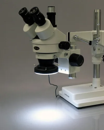 Vista 3 de AmScope Iluminador de luz de anillo de microscopio LED-60 de 60 LED con caja de control y adaptador