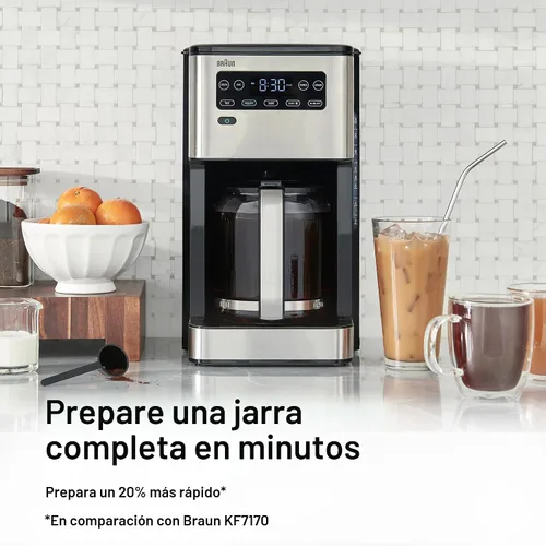 Vista 2 de Braun PureFlavor Cafetera programable de 14 tazas – Velocidad de preparación rápida, pantalla táctil, modos Bold y Brew-Over-Ice, jarra FlavorCarafe