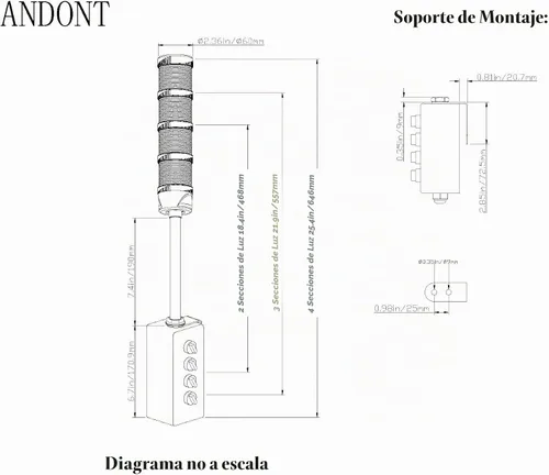 Vista 2 de Luz LED de torre Andon de 2 pilas con zumbador