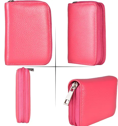 Vista 5 de Easyoulife billetera para tarjetas de crédito de cuero auténtico con espacio para 26 tarjetas