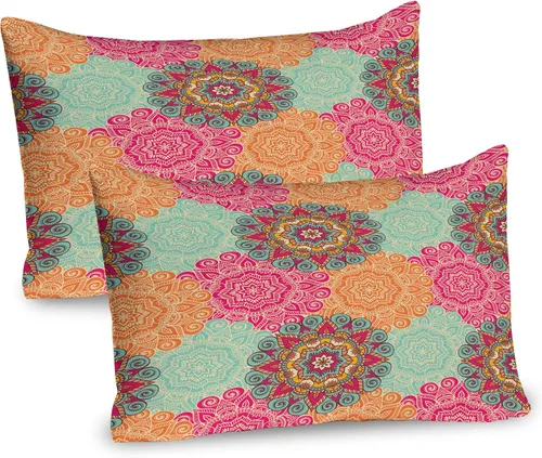 Vista 4 de Ambesonne Library Love - Juego de 2 fundas de almohada, siluetas, libros de lectura frente a una colorida composición de biblioteca, artículo