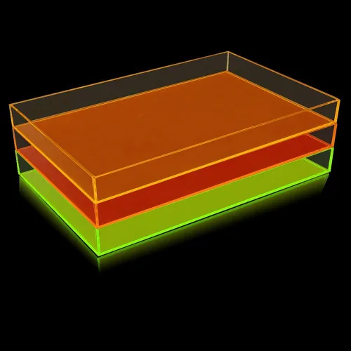 Vista 4 de OnDisplay Electric Neon Luxe - Bandeja apilable de acrílico transparente para cosméticos y joyas, 3