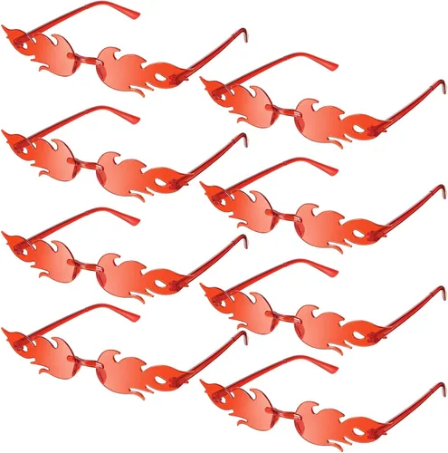 Vista 9 de EBOOT 4/8 Pairs Flame Glasses Rimless Sunglasses Azul