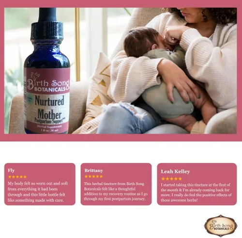 Vista 8 de Birth Song Botanicals Nutrida madre posparto esencial y suplemento de apoyo, tintura de hierbas después del parto para nuevas mamás después