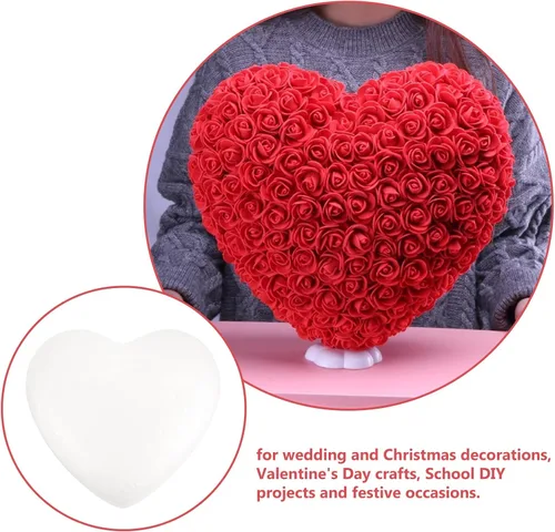 Vista 3 de VALICLUD Corazón grande de espuma de poliestireno en forma de corazón para manualidades, modelado, corazones de espuma floral para pintura de ramos