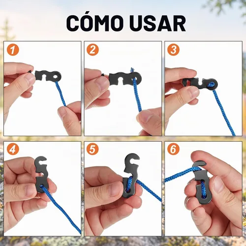 Vista 4 de SATINIOR Guyline - Tensor de aleación de aluminio para tienda de campaña, tensor de cuerda de paracaídas, ajustadores de cuerda para tienda de Negro