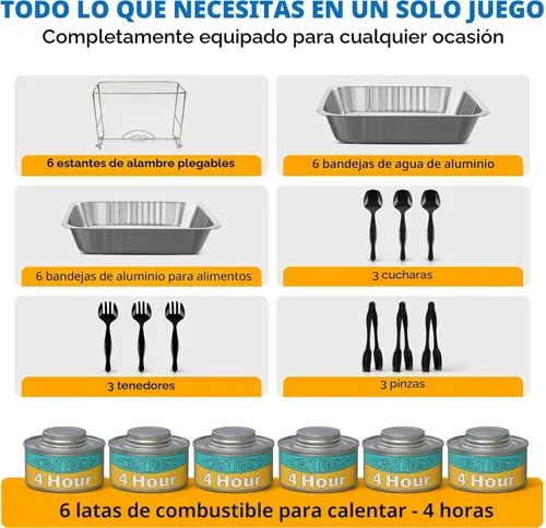 Vista 3 de Juego de platos desechables para bufé, 6 unidades de tamaño medio de 10 x