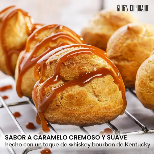 Vista 3 de King's Cupboard Salsa de Caramelo Bourbon - La Salsa Perfecta para Helado, Dip de Frutas, Cobertura de Postres, Llovizna de Caramelo para Café - Sin