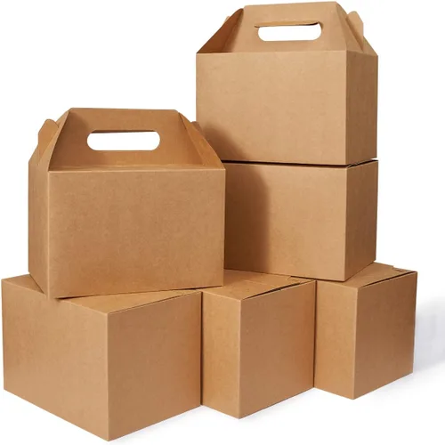 Vista 7 de Happyhiram Paquete de 10 Cajas Grandes a Dos Aguas, Color Marrón - Contenedores de Papel Kraft Resistentes de 9x6x6 Pulgadas para Regalos, Almuerzos