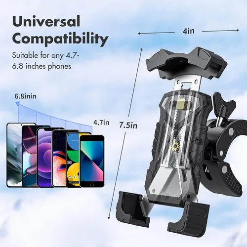 Vista 3 de Soporte universal para teléfono para carrito de golf, soporte ajustable para teléfono de bicicleta para manubrios compatible con iPhone 14, 13, 12