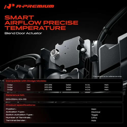 Vista 2 de A-Premium Actuador de puerta de mezcla de calentador HVAC, compatible con Dodge Dart 2013 2014 2015 2016 1.4L/2.0L/2.4L Sedán, principal, actuador
