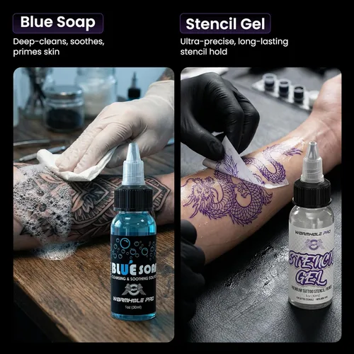 Vista 8 de Wormhole Tattoo Kit de pistola con patrón de calavera para forro y Dos púrpura