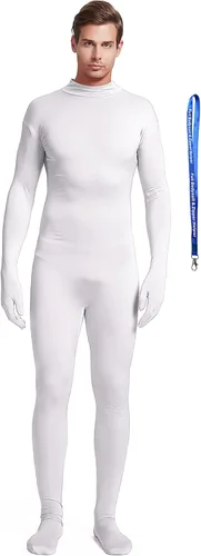 Vista 31 de Overol completo Full Bodysuit con ayudante de cremallera, unisex, para adultos, sin capucha, de Spandex elástico, traje Zentai de cuerpo entero Negro