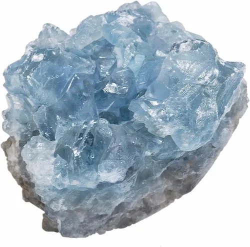 Vista 5 de rockcloud Adorno de escritorio con piedras de cristal azul para decoración de oficina en casa, mineral celestita crudo y cuarzo rosa aguamarina