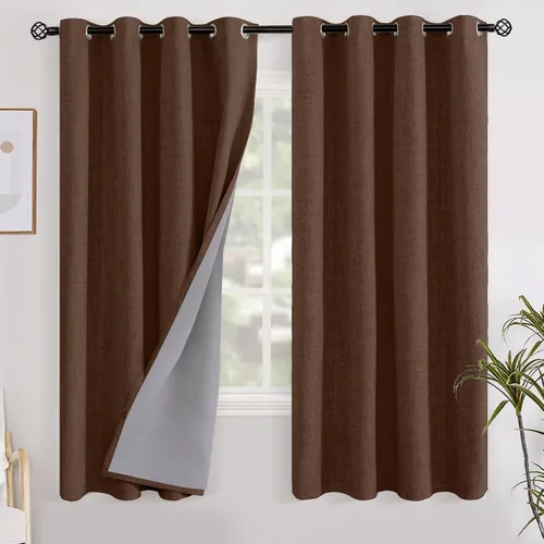 Vista 94 de YoungsTex - Cortinas opacas de lino para dormitorio, oscurecimiento de la habitación, cortinas con textura de lino, paneles con aislamiento térmico