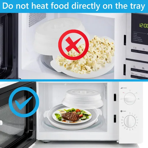 Vista 3 de Juego de 2 cubiertas para salpicaduras de microondas con bandeja de platos, cubierta de microondas para alimentos sin BPA, tapa de 10.6 pulgadas