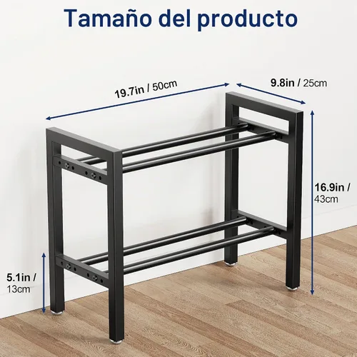 Vista 6 de Dumbbell Rack 2-Tier Adjustable Weight Rack For Home Gym Dumbbells Kettlebell (Rack Only)