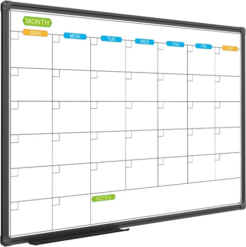 Vista 10 de JILoffice Calendario de Pizarra Blanca de Borrado en Seco - Calendario de Pizarra Blanca Magnética Mensual 24 X 18 Pulgadas, Marco de Aluminio Negro