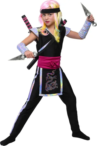 Vista 5 de Disfraz de ninja arcoíris para niña