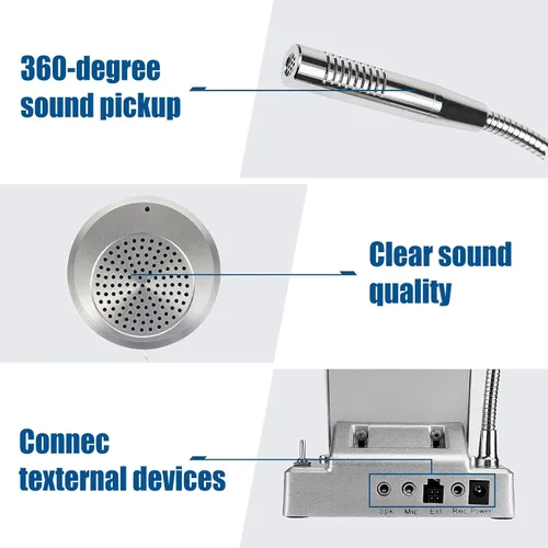 Vista 3 de Retekess TW102 Window Microphone Speakers, Window Intercom System, 8M Cable with Loud Outer Speaker, Intercom System for Business, Bank, School