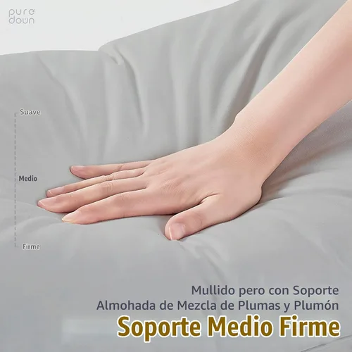 Vista 3 de puredown - Juego de 2 almohadas de plumas de ganso, tamaño estándar, colección de calidad de hotel, con funda de 100% algodón, color gris 2-Gris
