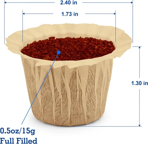 Vista 5 de Haetyly 100 unidades de filtros de papel natural compatibles con Keurig Single Serve 1.0 y 2.0, se ajustan a todas las marcas de cápsulas de café K