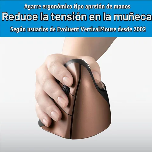 Vista 2 de Evoluent – Inventor del ratón vertical – VM4SW Ratón vertical ergonómico mano derecha Pequeño USB inalámbrico, esculpido para mayor comodidad