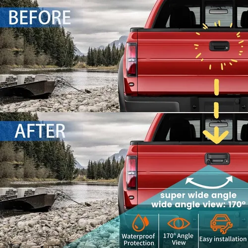 Vista 8 de EWAY Cámara de respaldo trasera con manija trasera para Ford F150 F250 F350 F450 F550 Super Duty Explorer Lobo 2004-2016, Lincoln Mark LT - Pestillo