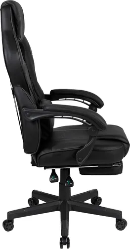 Vista 6 de EMMA + OLIVER Silla ergonómica negra para videojuegos, respaldo/brazos, reposapiés, masaje lumbar