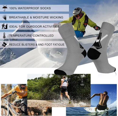 Vista 5 de RANDY SUN - Calcetines 100% impermeables, unisex, para practicar senderismo, caminar, correr, esquiar, etc