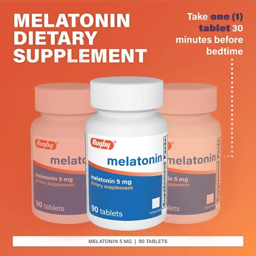 Vista 3 de Rugby - Tabletas de melatonina de 5 mg - Suplemento dietético - 90 unidades (1 paquete)
