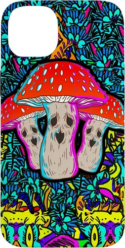 Vista 15 de Funda de regalo con ácido de seta, diseño psicodélico de cara aterradora con hongos mágicos para iPhone 17