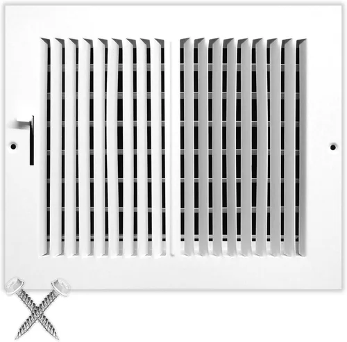 Vista 24 de HVAC Premium Rejilla de Suministro de Aire de 1 Vía de 10'' X 6'' - Tapa de Ventilación y Difusor - Cara Plana Estampada - Blanco