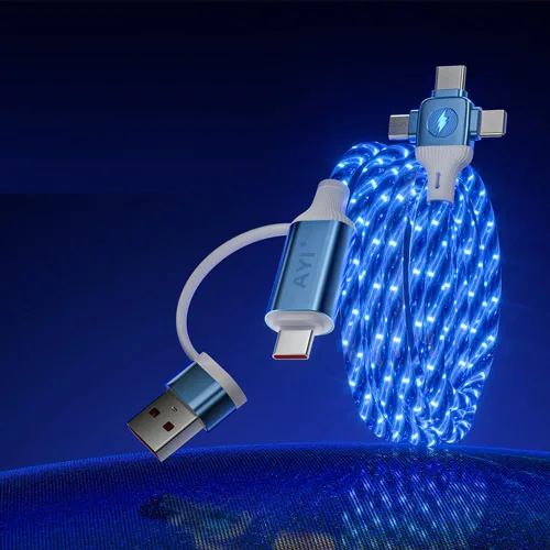 Vista 14 de AYI 3 combinaciones de múltiples puertos USB A a USBC Micro PD cable de carga rápida iluminado flujo de corriente compatible con casi todos
