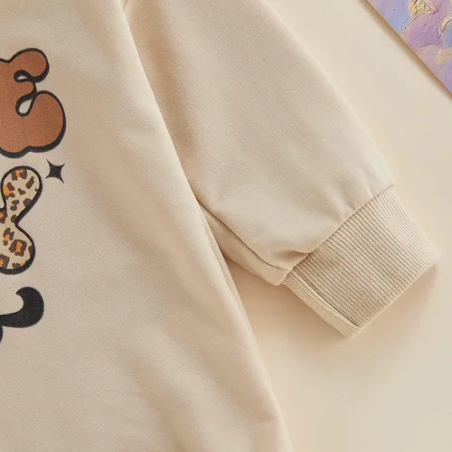 Vista 4 de Conjunto de fútbol para bebé, sudadera con estampado de letras, manga larga, cuello redondo, ropa para otoño e invierno