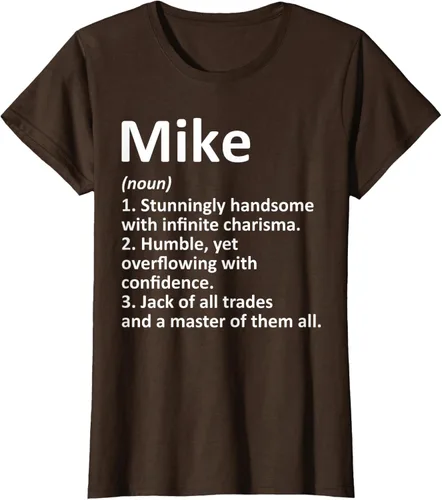 Vista 20 de MIKE Definition - Camiseta divertida para regalo de cumpleaños con nombre personalizado, Negro, S