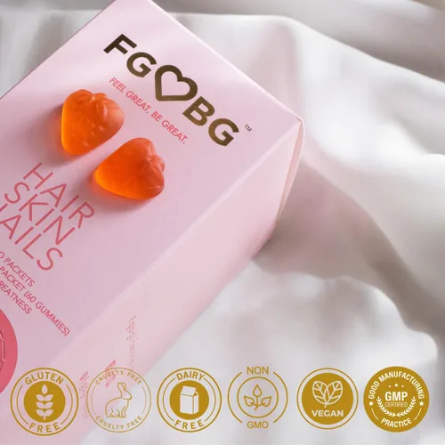 Vista 4 de Gomitas para el cabello, la piel y las uñas Fórmula vegana Suministro de 1 mes - 60 unidades (fresa)