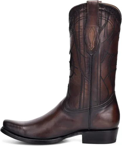 Vista 4 de Cuadra Botas occidentales para hombre en cuero genuino marrón, Metálico, marrón